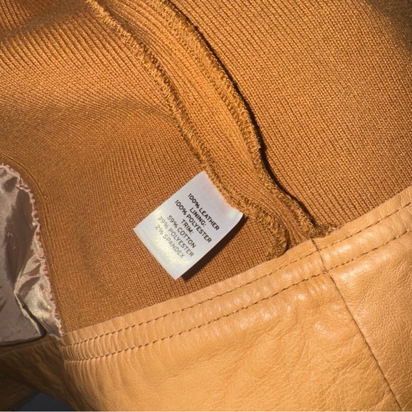 Trouve Leather ZIP Jacket Cotton Blend Medium Tan Camel Color - Picture 2 of 14